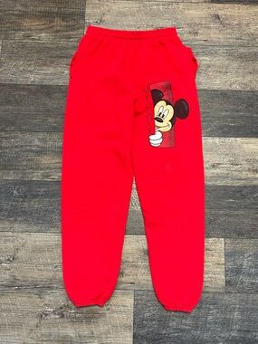 Vintage 90s Disney Store Red Mickey Mouse Sweatpants- Adult size M